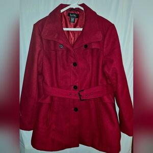 Nicole Miller Red Belted Coat- NWOT- XXL